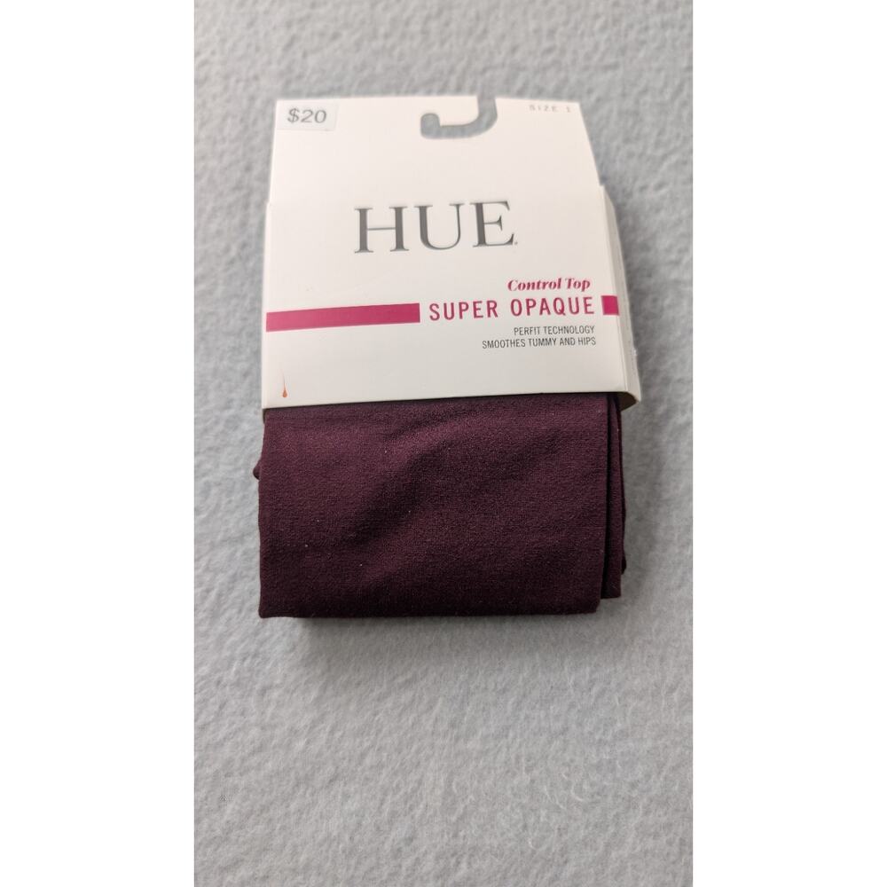 HUE Women's Super Opaque Control Top Tights Burgundy Size 1